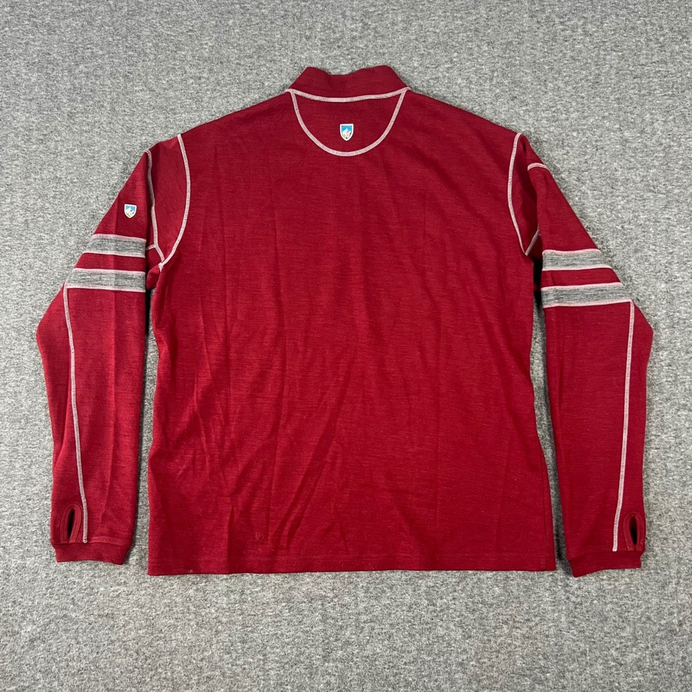 Kuhl Quarter 1/4 Zip Pullover Sweater Men's 2XL Red 100% Merino Wool Hiking - Picture 3 of 7